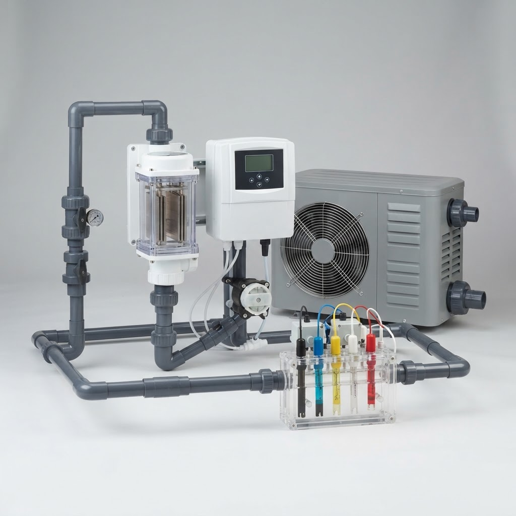 SSENDEN · Pack piscina completo, sala técnica y sensórica del vaso