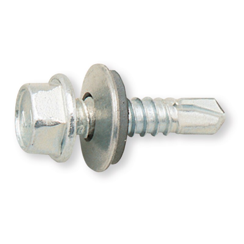 Tornillo autoperforante, cabeza hexagonal con arandela, acero cincado, con arandela de sellado