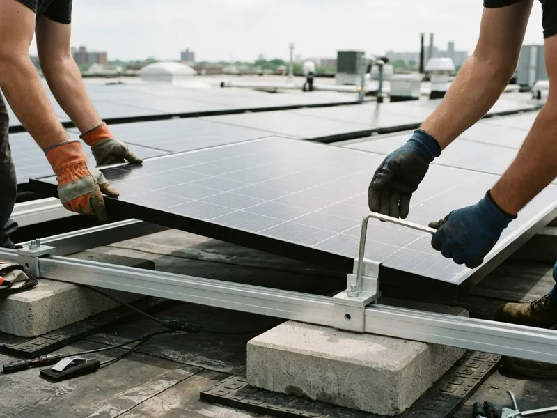 Módulo fotovoltaico con estructura lastrada, suministrado y montado