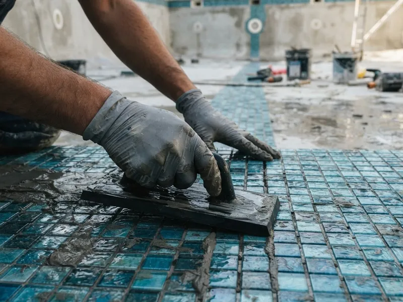 Rejuntado de piscina con epoxi bicomponente