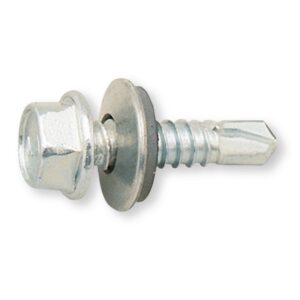 Tornillo autoperforante, cabeza hexagonal con arandela, acero cincado, con arandela de sellado